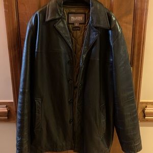 Mens black leather coat